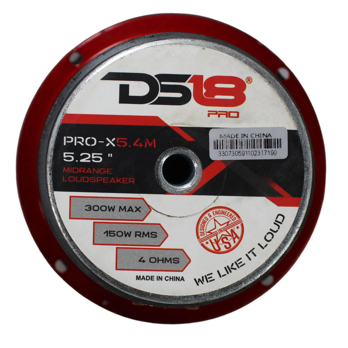 DS18 Car Audio 5.25" Midrange Loudspeaker 300 Watt 4 Ohm Red PRO-X5.4M Open Box