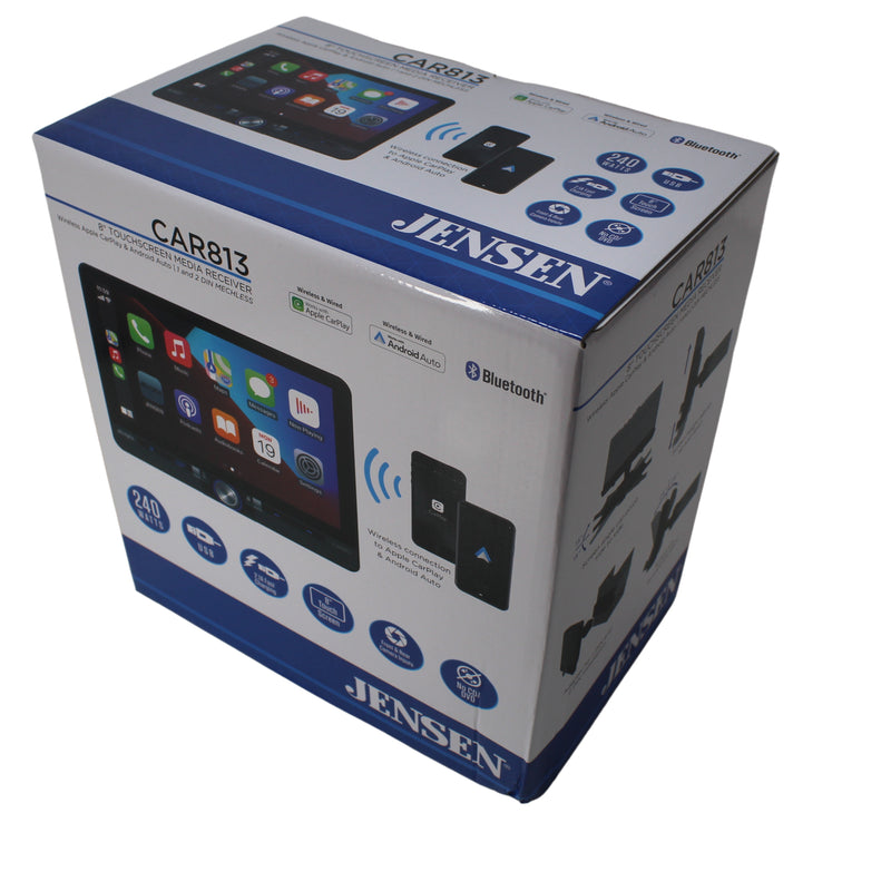 Jensen 8 Touchscreen Receiver w/Wireless Android Auto & Apple CarPlay CAR813