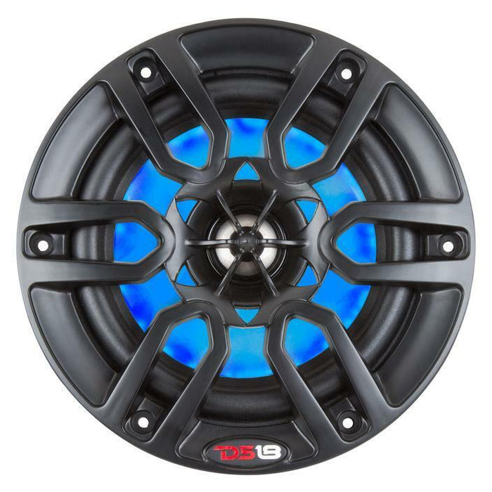 DS18 Pair 6.5" 600W 4 Ohm Black Marine Power Sport RGB LED Speakers IP65 NXL6BK