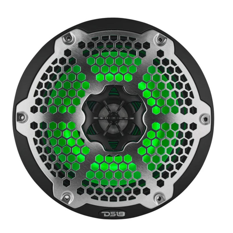 DS18 8" 250W RMS 4-Ohm Marine 2-Way Hybrid Speaker Pair w/ RGB LED NXL-8MD-BK