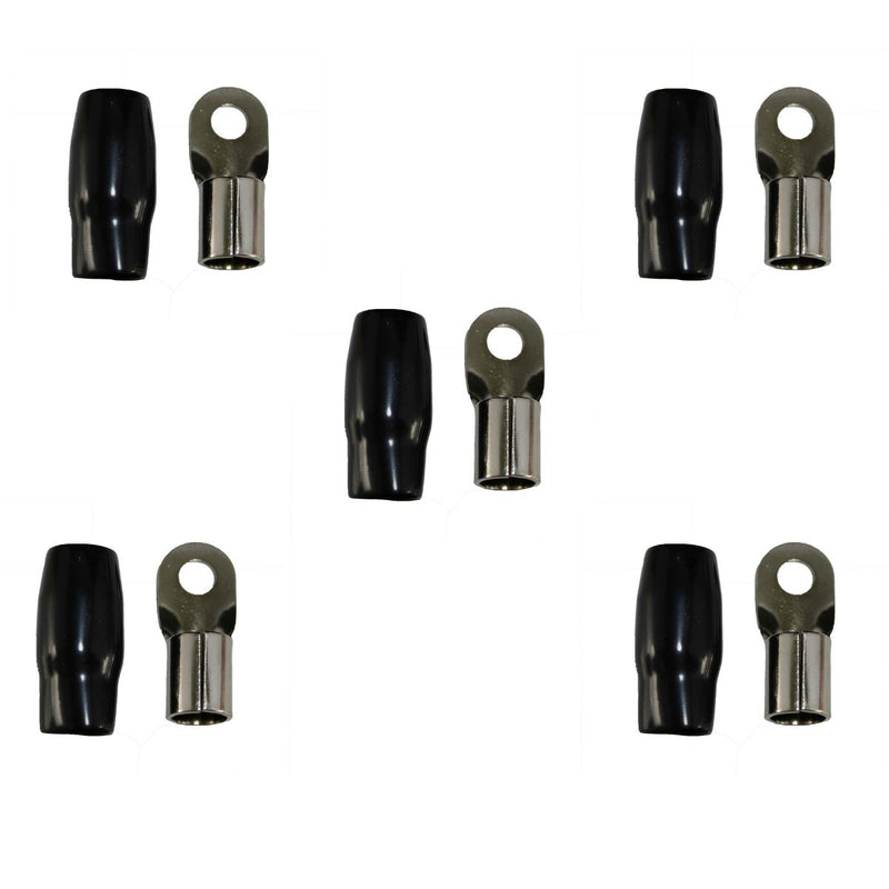 XS Power 5pk, Black 4 AWG 10.5MM Ring Terminals Nickel Plated XS-RT4L-BK
