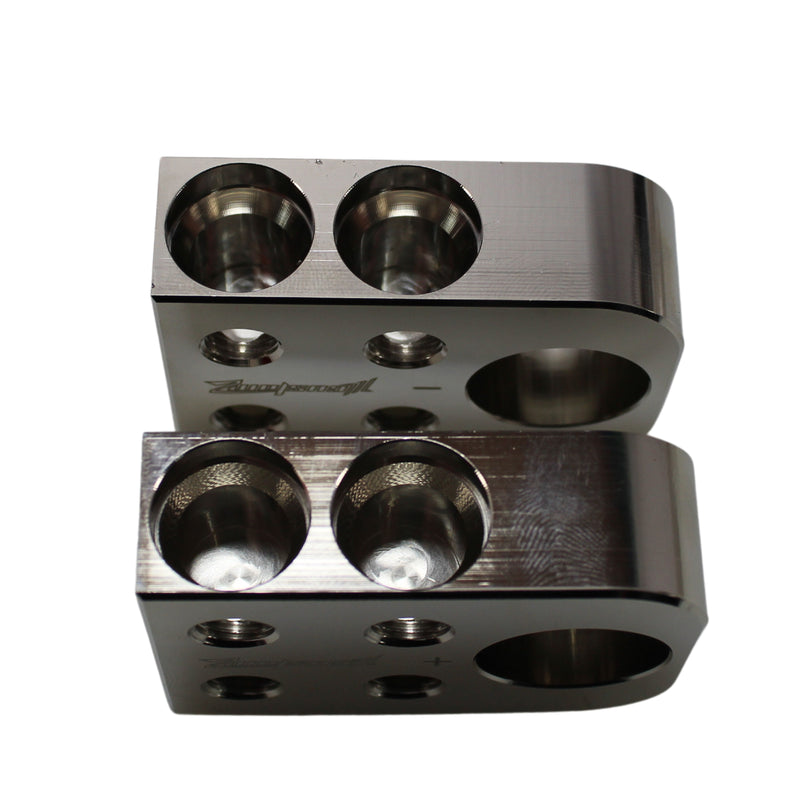 ILL Customz 4 input 1/0 GA Bolt Down Battery Terminal Distribution Blocks Pair