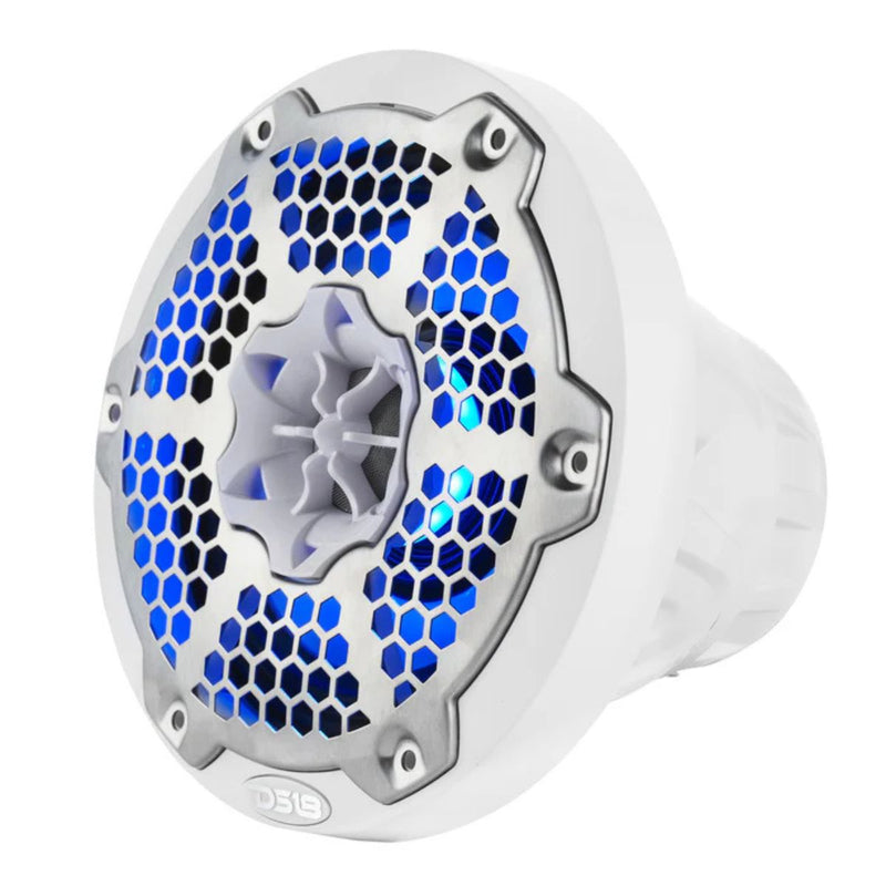 DS18 6.5" 250W RMS 4-Ohm Marine 2-Way Hybrid Speaker Pair w/ RGB LED NXL-6MD-WH