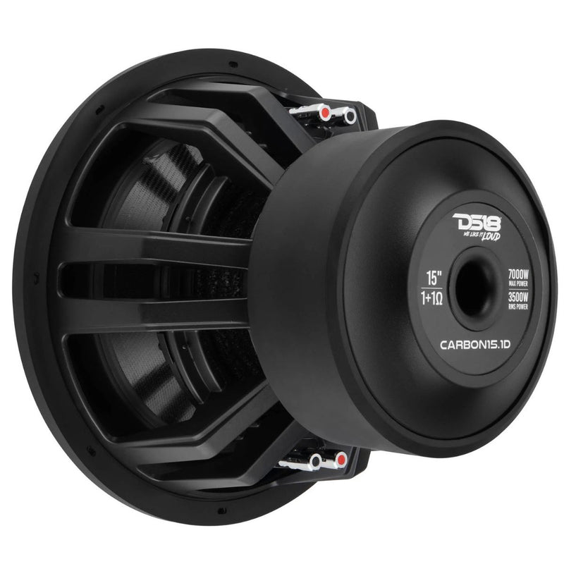DS18 15" 3500W RMS Dual 1-Ohm Carbon Fiber Car Subwoofer CARBON15.1D