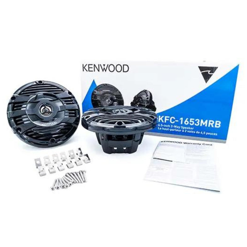 Pair of Kenwood 6.5" 2-way Marine Speaker System (Black), 50W RMS