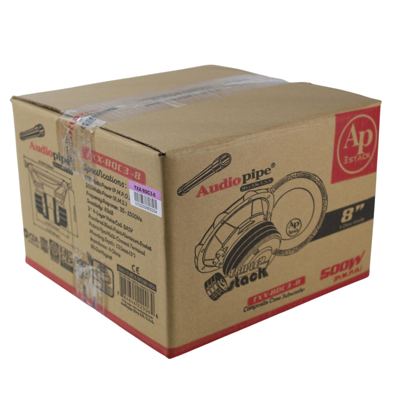 Audiopipe BD 8" Triple Stack Subwoofer 500 Watts PMPO, 250 RMS 4 Ohm TXX-BDC3-8