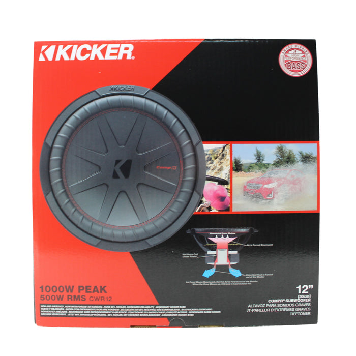 Kicker CompR Series 12" Dual 2 Ohm Voice Coil Car Subwoofer 1000W Peak 48CWR122