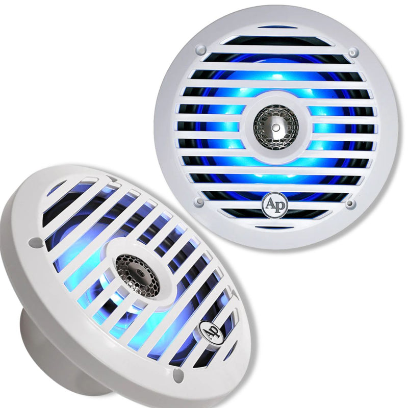 6.5” 100W RMS Coaxial 2-Way Marine Speaker Pair with LED Remote | APSW-654GL