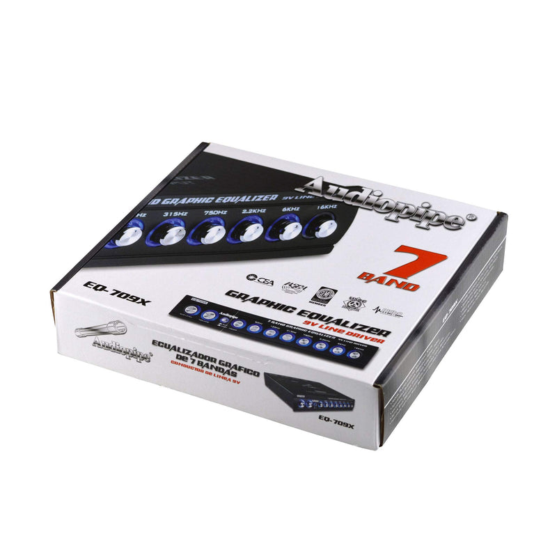 Audiopipe 7 Band 9V Line Driver with Subwoofer Control Graphic Equalizer EQ-709X