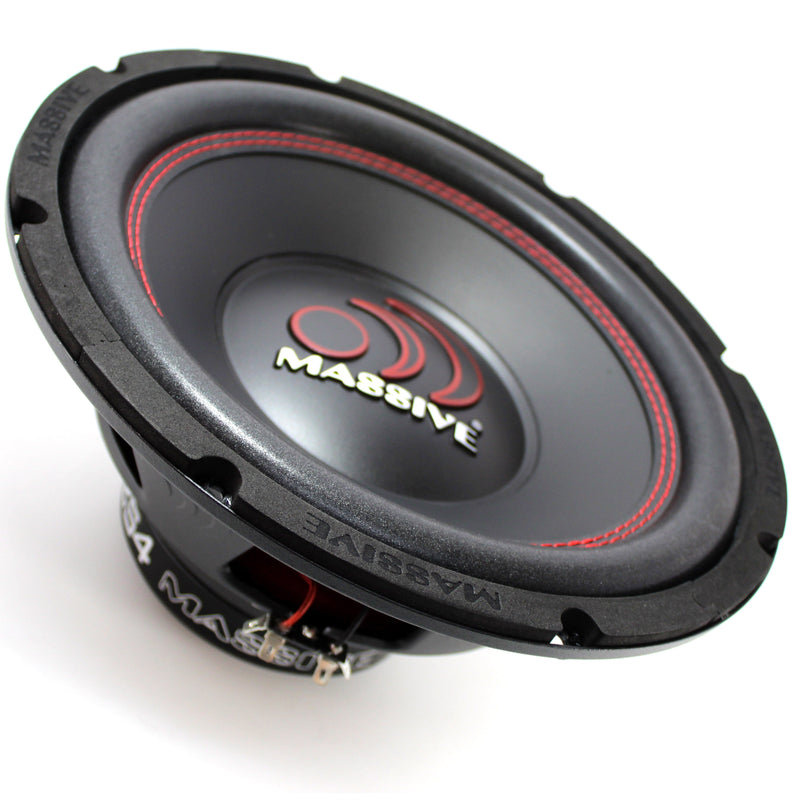 Massive Audio 12" 500W 4 Ohm Subwoofer ECO12S4 + 2 Channel Amplifier Package