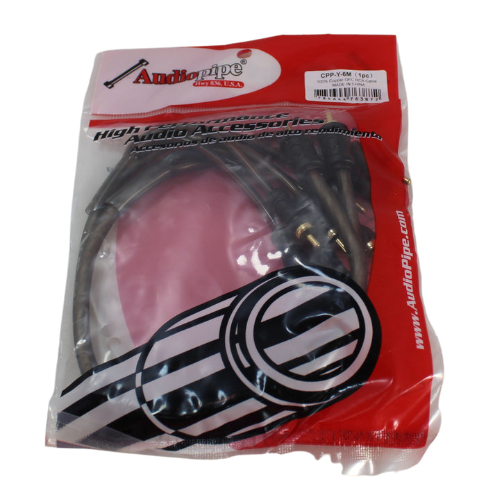 Audiopipe 18" 2 Male to 8 Male RCA Cable High-Quality Gold Plated Connectors