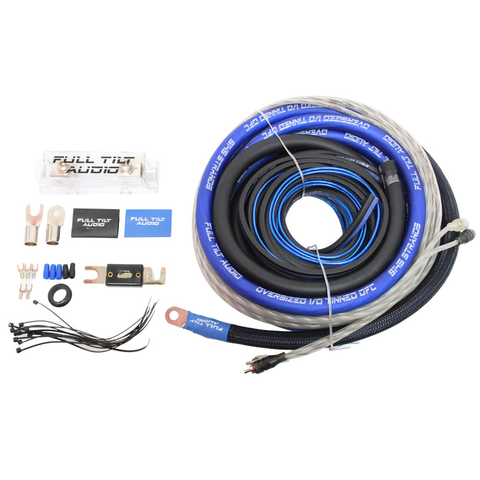 Full Tilt Audio 100% OFC 0 Gauge Blue / Black Amplifier Install Kit