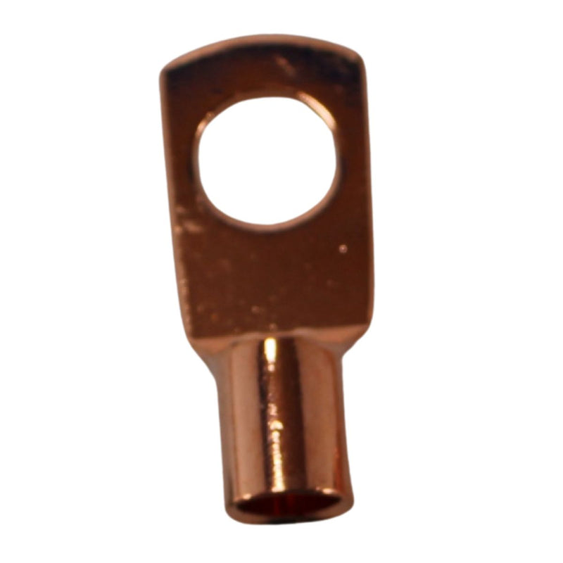Pair of 4 Gauge 1/4 Inch Crimped style Copper Ring Terminal Lugs