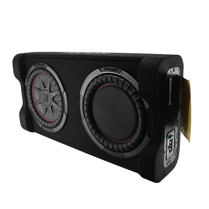 10" Powered Down-Firing Subwoofer Enclosure with Built-In Amplifier Kicker