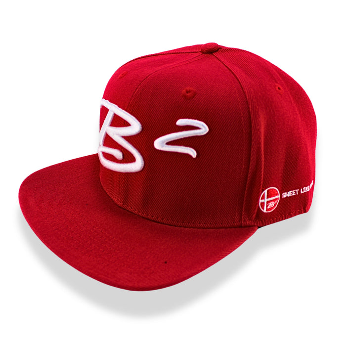 B2 Audio Red Flex-Fit Snapback Classic, Flat-Bill Hat with "B2" Logo