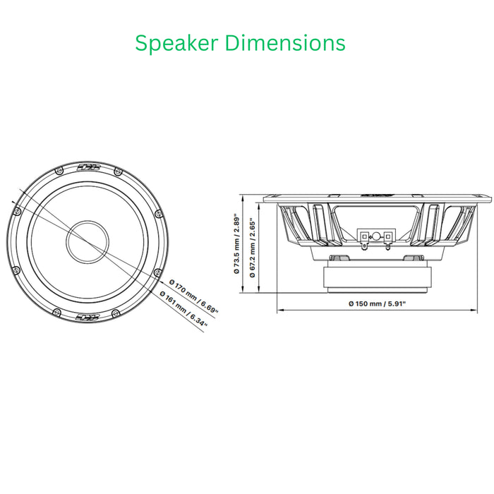 Deaf Bonce 6.5" 80W RMS 4-Ohm Speaker Component Set W/ Tweeters / MFC-615