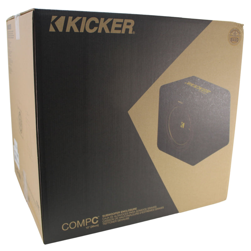 Kicker CompC Series Single 12" 300W RMS 2-Ohm Loaded Subwoofer Enclosure - 44VCWC122