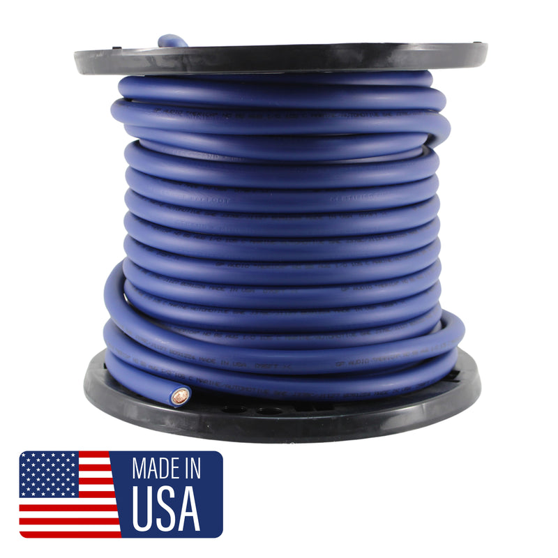 GP Car Audio 0 AWG 100% OFC Power/Ground Wire Blue Lot Cut By The Foot