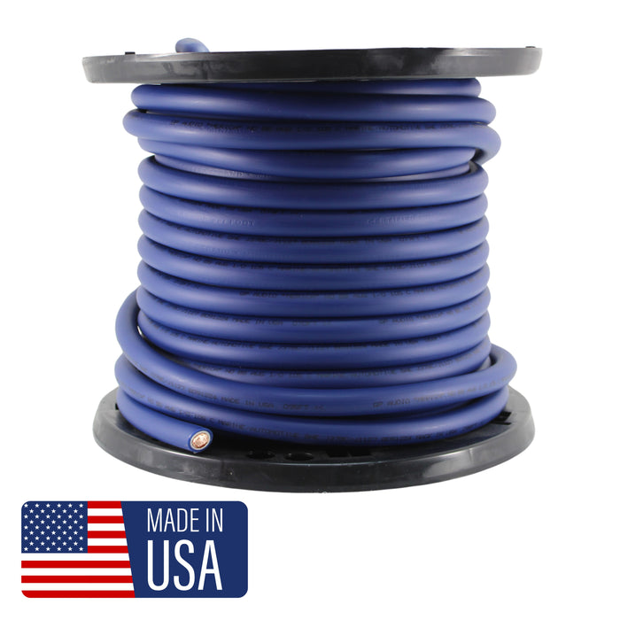 GP Car Audio 1/0 True AWG 100% OFC 0GA Pure Copper Power/Ground Wire Blue Lot