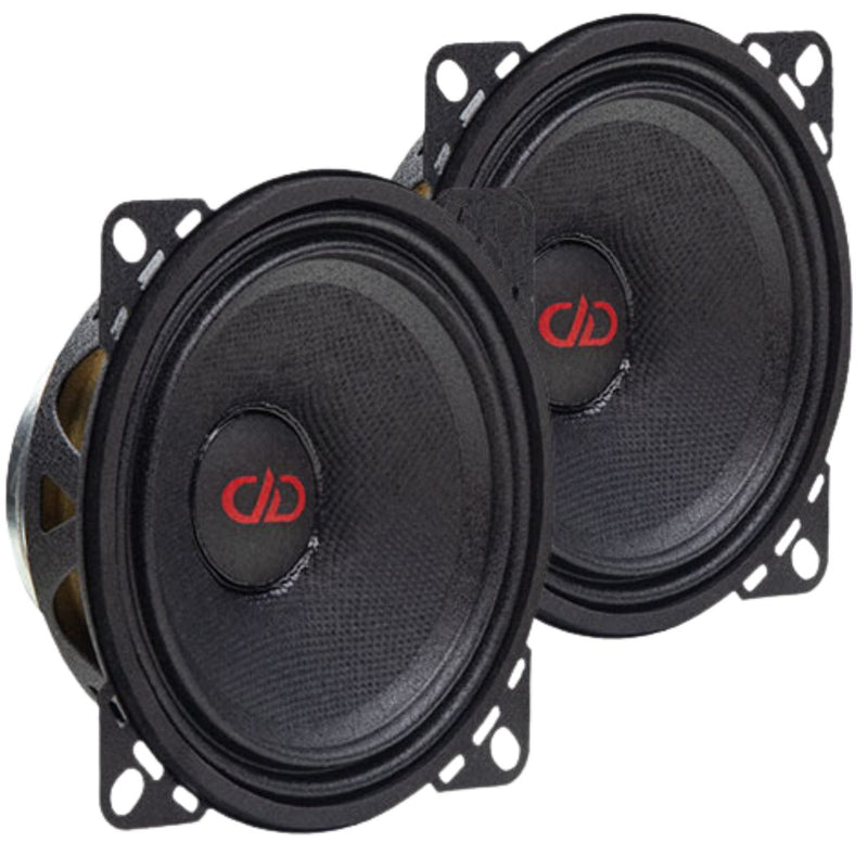 DD Audio VO-MN104 4 inch neo midrange speaker pair rated at 100 watts RMS. High sensitivity voice optimized design for loud, clear sound. Front Speaker Pair View