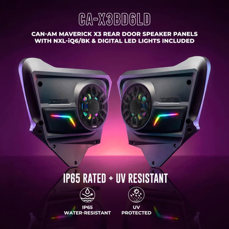 Can-Am Maverick X3 Max 2017-Up Rear Door Speaker Loaded Panel Pair LED CAX3BD6LD