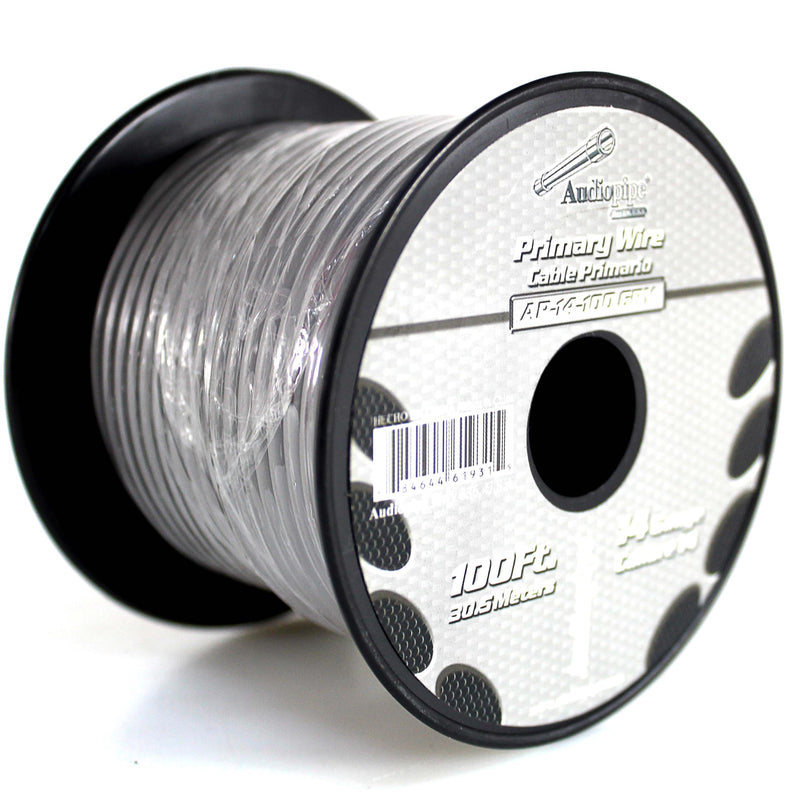 14 GA 100 FT Gray Stranded of CCA Primary Power Ground Wire Cable - Full Spool