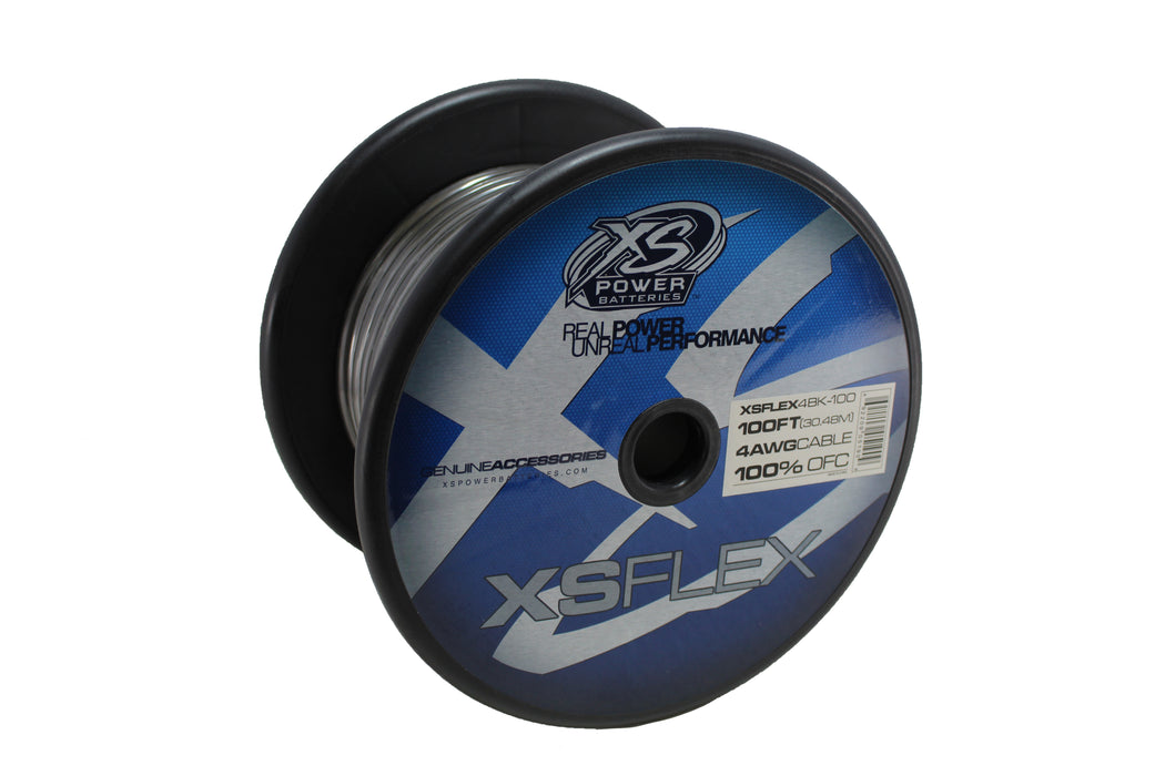 XS Power 4 AWG 100% OFC XS Flex Power/Ground Wire Black Lot Cut By The Foot