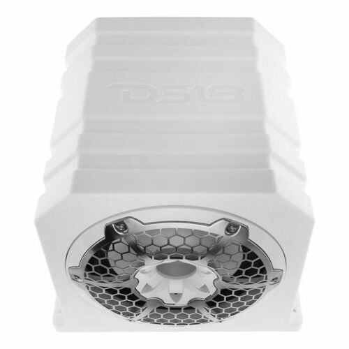 DS18 NXL10SUBLD 10" White Subwoofer Box Marine + Waterproof 1200W Monoblock Amp