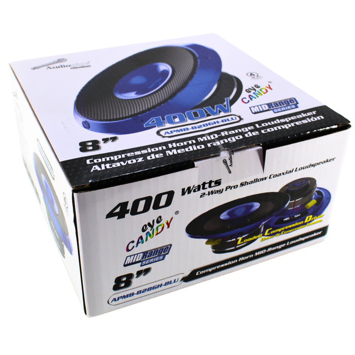 Audiopipe 8" 200W RMS 4 Ohm Blue Eye Candy Compression Horn Midrange Coaxspeaker