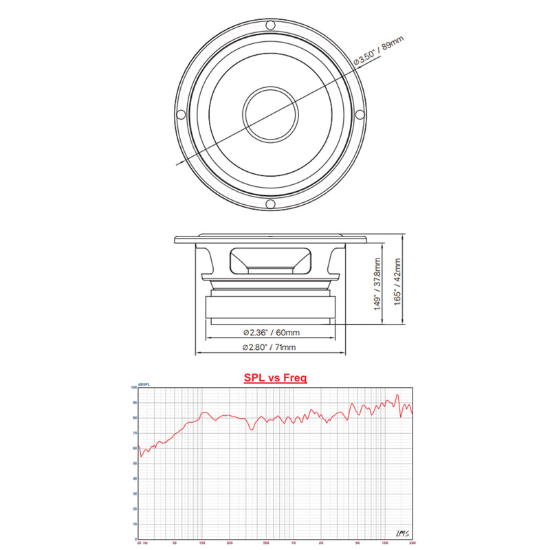 DS18 ELITE 3.5" Full-Range Speakers 120 Watt 4 Ohm Pair with Kevlar Cone ZXI-354