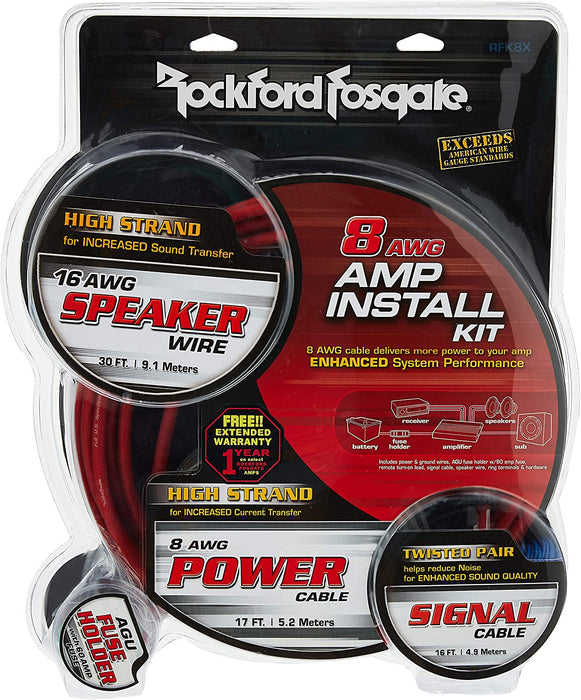 Rockford Fosgate RFX8X 8 Gauge PC-OFC Complete Installation Amplifier Kit