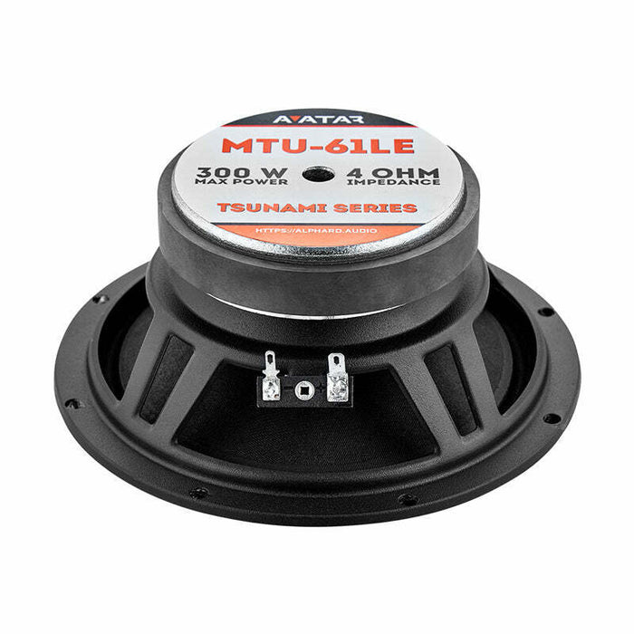 Avatar Tsunami MTU-61LE Black 300 Watts 4-Ohm 6.5" Mid-Range Speakers