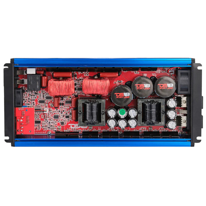 DS18 FRP Monoblock 5000W 1-Ohm Full-Range Class-D Amplifiers Red/Blue/Titanium