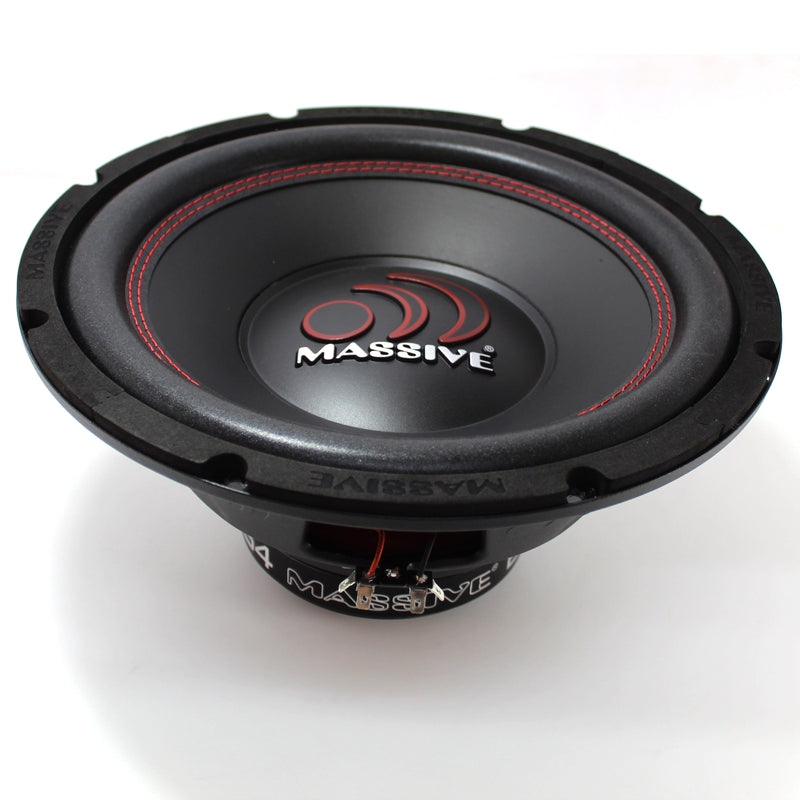 Massive Audio 12" 500W 4 Ohm Subwoofer ECO12S4 + 2 Channel Amplifier Package