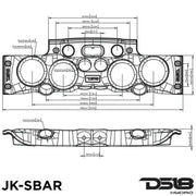 DS18 Molded Soundbar for Jeep Wrangler Gray LED Car Audio Sound Bar JK JKU - Big Jeff Online Inc