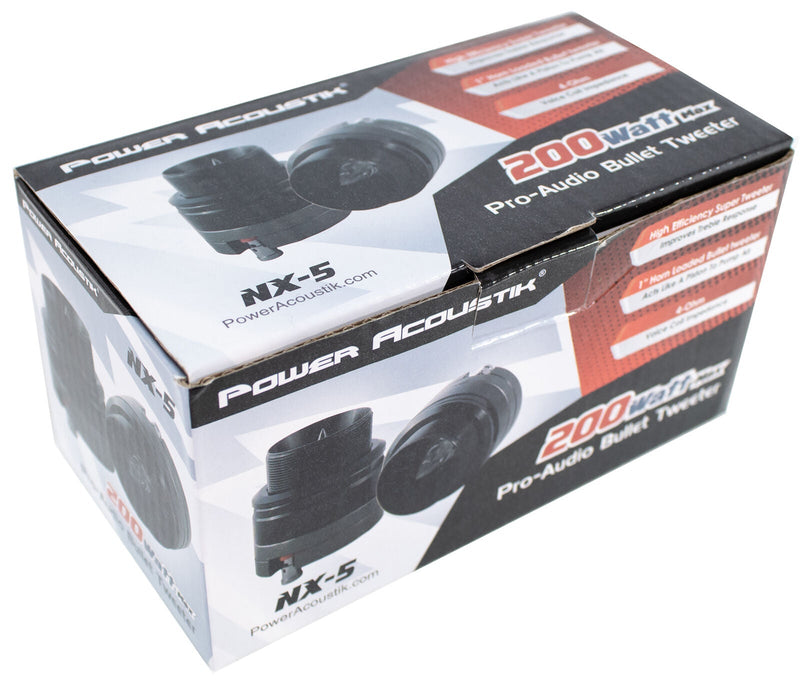 Power Acoustik Pair of 1" Pro Audio Bullet Horn Super Tweeters Black 400W 4 Ohm