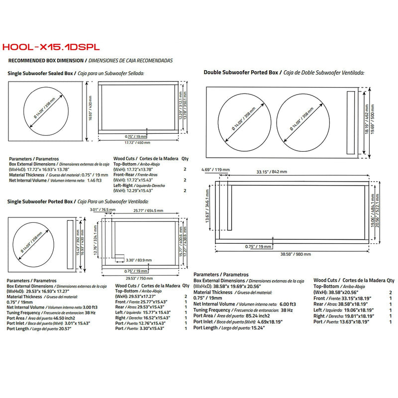 DS18 Hooligan X 15" Competition Subwoofer 6000 Watt 1 Ohm 4" DVC HOOL-X15.1DSPL