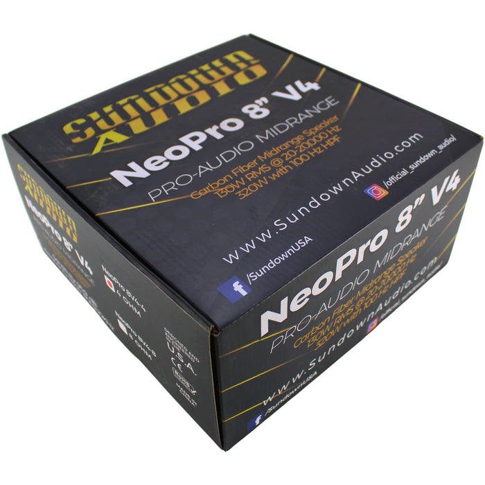 Sundown Audio Neo Pro v.4 8" 130W RMS 4-Ohm Mid-Range SPKR / NEOPRO-V4-8-4