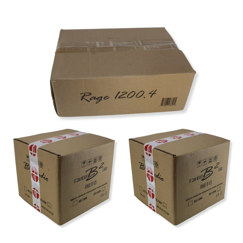B2 Audio RAGE 1200.4 V2 4-Channel Amplifier + 2 RAGE8 D4 V3 Subwoofers COMBO-20