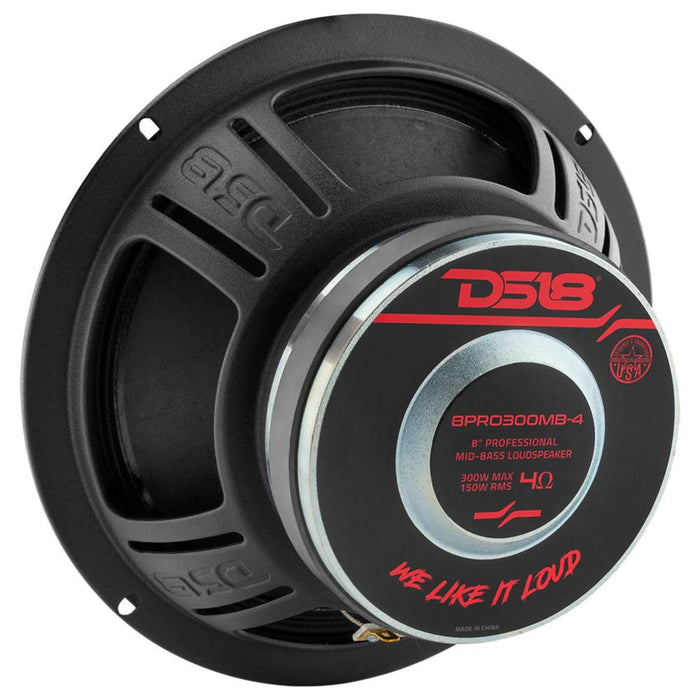 DS18 8PRO300MB-4 PRO 8" Mid-Bass Loudspeaker 300 Watts Max Power 4-Ohm Pro Audio