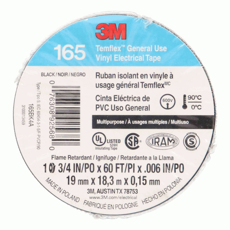 Install Bay Temflex 3/4"x60' Heat/Water Resistant 3M Vinyl Electrical Tape 10-pk