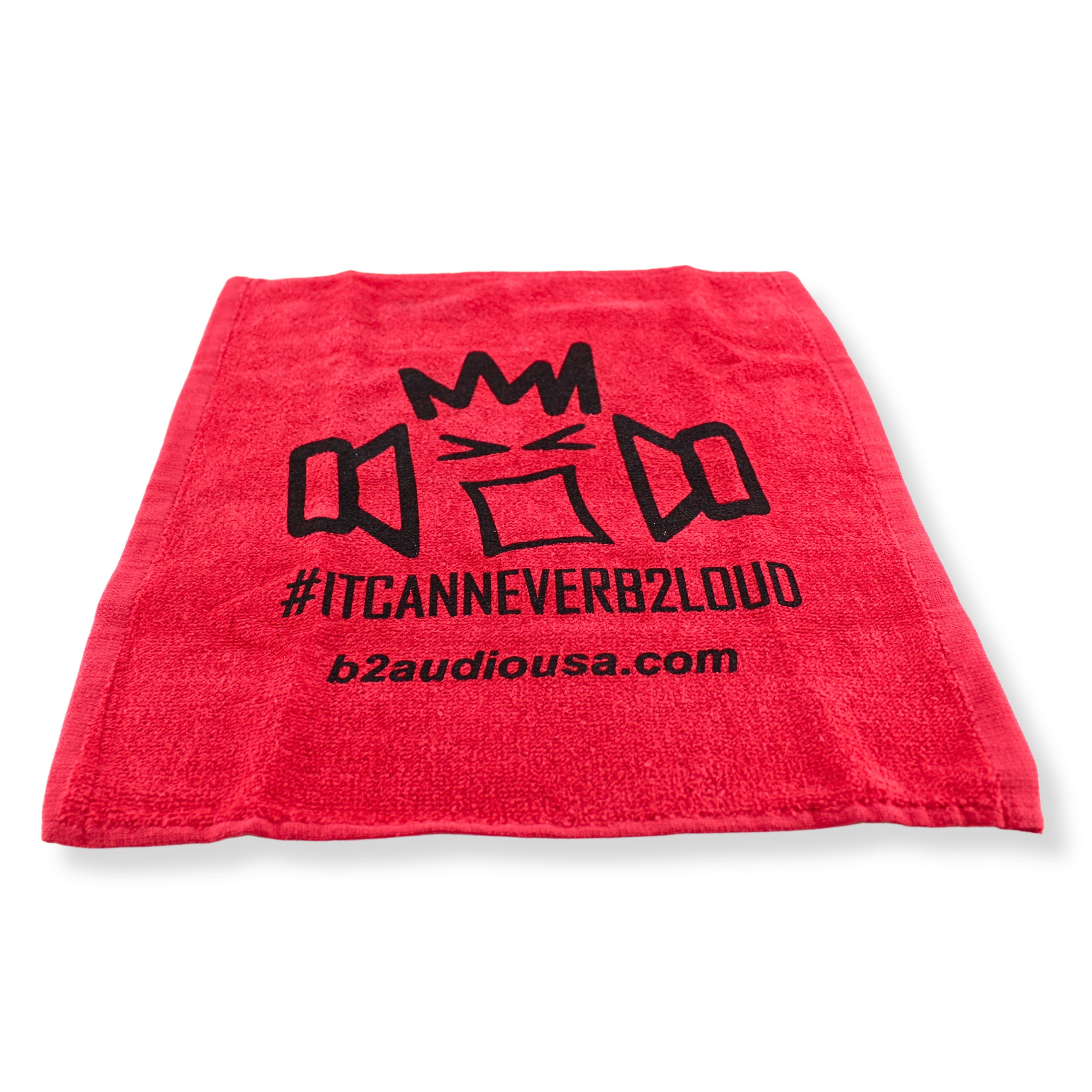 B2 Audio Red 100% Cotton Towel with Black B2 Riot Guy Logo — Big