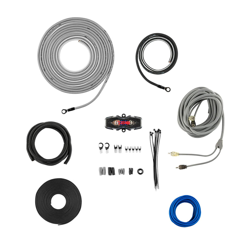 DS18 CCA 8GA Car Audio Amplifier Installation Kit Silver AMPKIT8-SL
