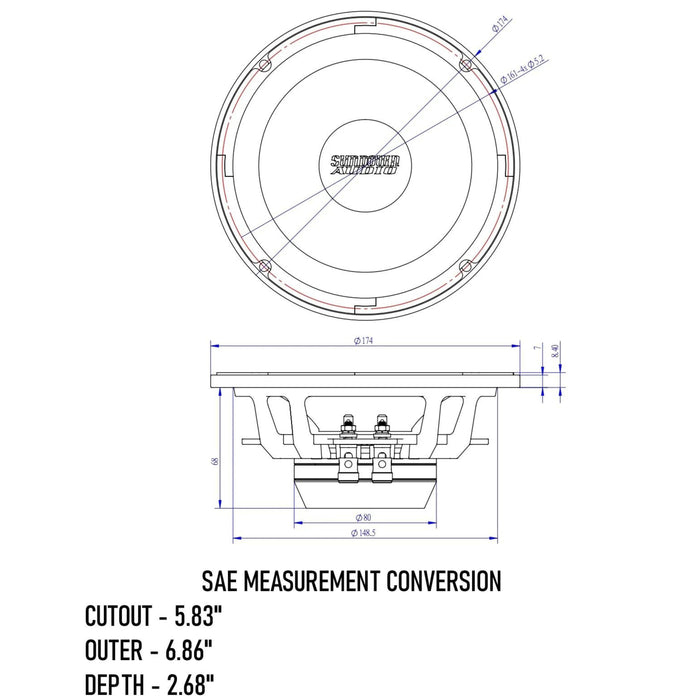 Sundown Audio Neo Pro v.4 6.5" 125W RMS 8-Ohm Mid-Range Speaker NEOPRO-V4-6.5-8