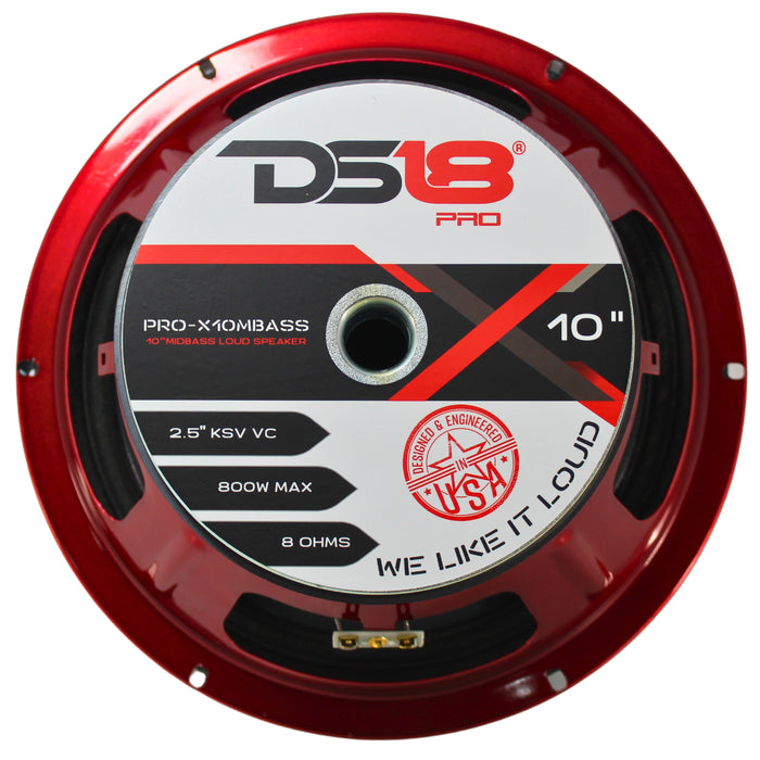 DS18 Pro-X 10" 8-Ohm 800W Max Mid-bass Loud Speaker PRO-X10MBASS