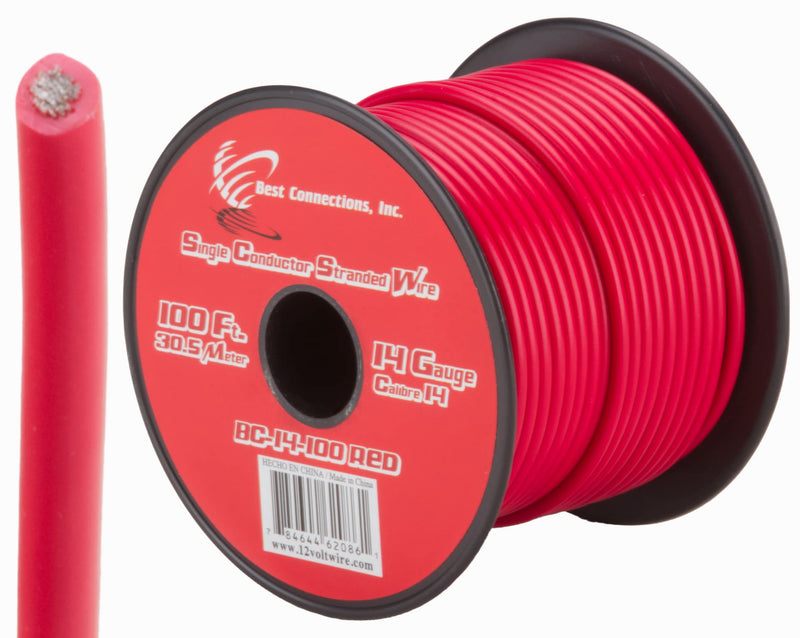 14 GA 100 FT Roll Red Stranded CCA Primary Wire Lot Cut By The Foot
