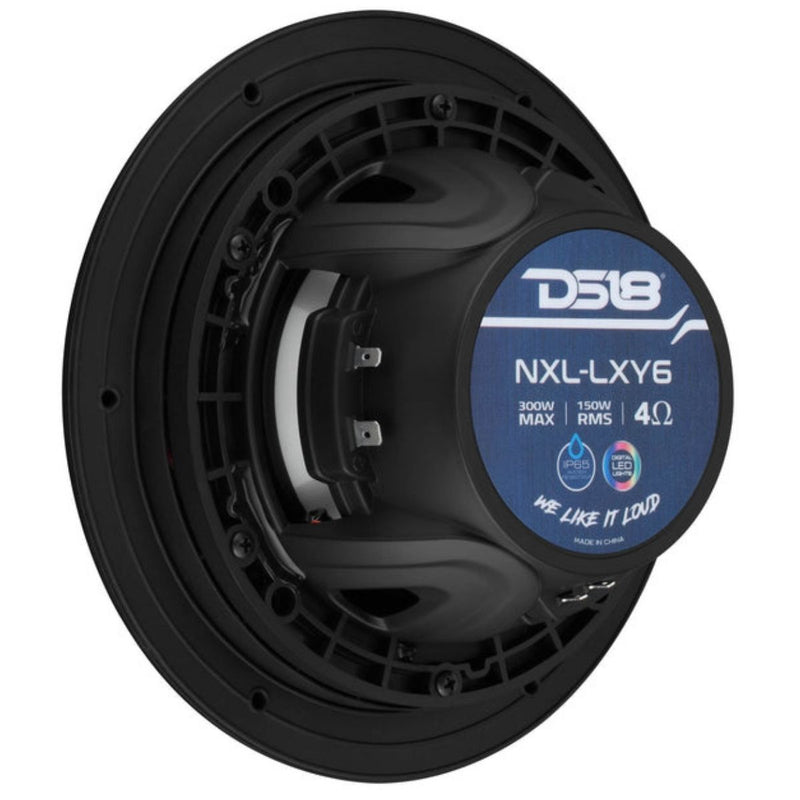 6.5" 150 W RMS 4-Ohm Marine Coaxial Speakers w/ Digital LED Ring NXL-LXY6 (Pair)