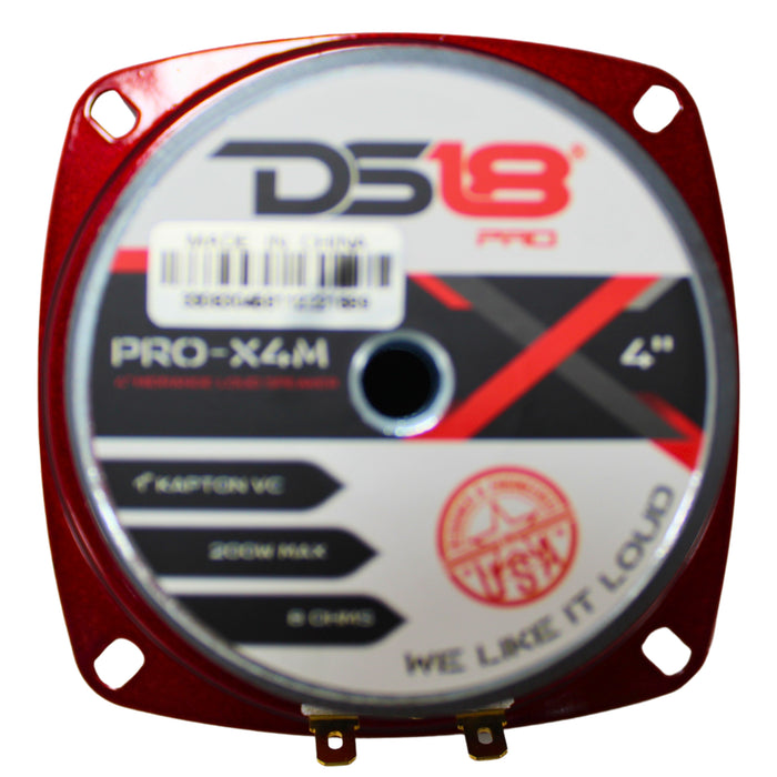 DS18 PRO-X4M 4" Mid Range Loud Speaker 200 Watt 8 Ohm Pro Car Audio