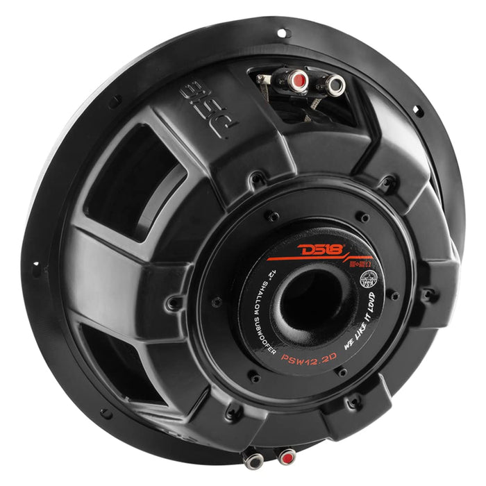 12" Shallow-Mount Water-Resistant 600 Watt RMS Dual 2-Ohm Subwoofer DS18 PSW