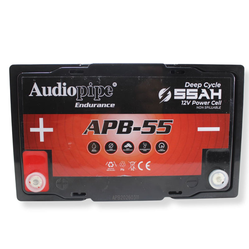Audiopipe APB-55 12V 1750W 825Amp AGM Deep Cycle Power Cell Battery 55Ah